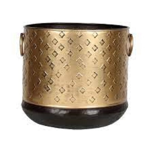 Brass Round Embossed Garden Metal Planters & Flower Plant Pot Home Decorative Gold Round Flower Planter Set for Garden & Balcony