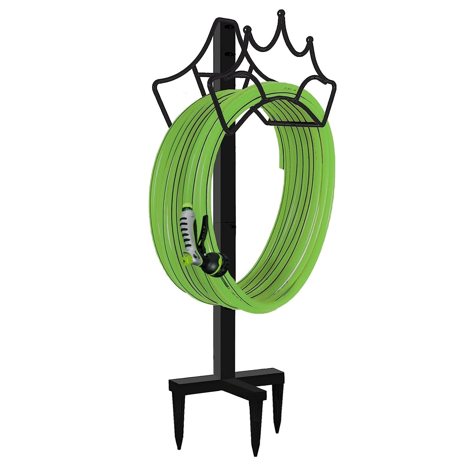 Newest Products Black Practical Storage Rack Hose Holder Free Standing Metal Garden Hose Holder Stand for Decorative Garden