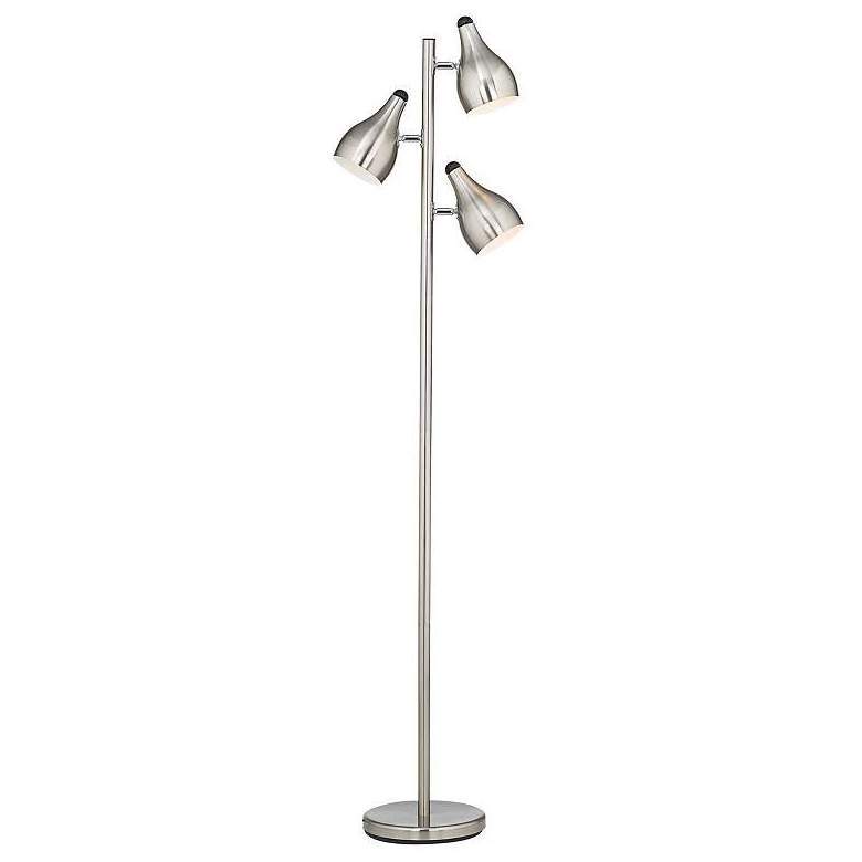 Tree Style Floor Lamp Brushed Steel Metal Adjustable Shades Standing Bright Lighting for Living Room Reading House Bedroom Home