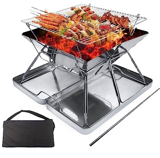 Stainless Firepit Foldable Design Easy to Carry Outdoor Fire Pit Artistic Appearance Suitable for Garden Parties & Camping.