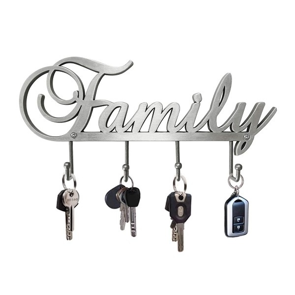 Family Letter Towel Coat Hook Wall Mounted In Black Coated Finished Rack Coat Hook Metal Kids Double Wall Hooks