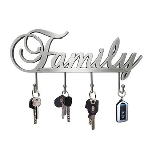 Family Letter Towel Coat Hook Wall Mounted In Black Coated Finished Rack Coat Hook Metal Kids Double Wall Hooks