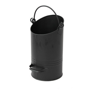 Handmade Antique Metal Iron Fireplace Accessories Ash Can And Coal Scuttle Bucket in Black Matt Finishing With Handle