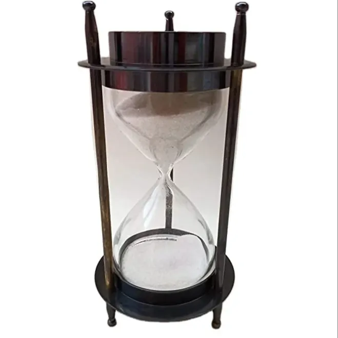 Excellent Quality Metal And Wooden Sand Timer Clock For Library Uses Modern Design Hourglass In Bulk Selling At Good Price