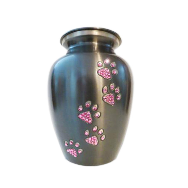 Classic Stylish Funeral Urn Metal Aluminium Paw Print Cremation Urn Funeral Luxury Metal Pet Urn for Home Decoration