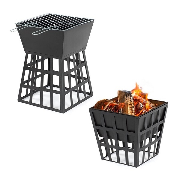 Affordable Price Metal Square Fire Pit BBQ Grill Outdoor Wood Burning Steel Log Firepit for Camping Grilling Smores Yard Cookin