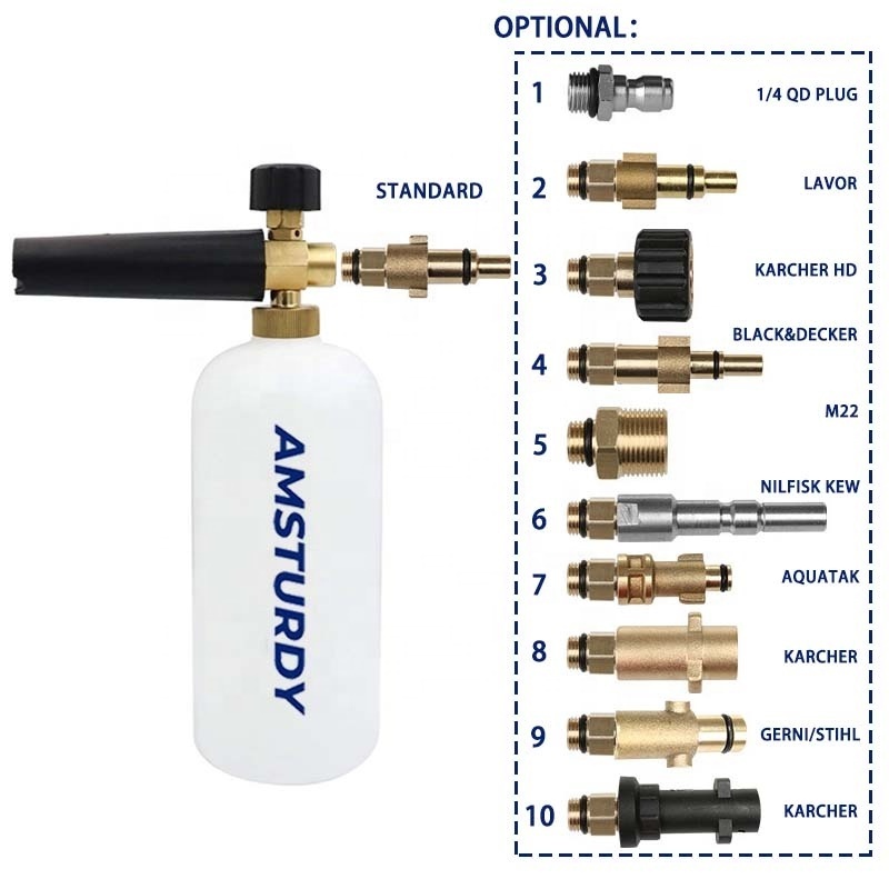 AMSTURDY FC07 electric car wash garden hose and pressure washer foam cannon car wash products universal foam cannon