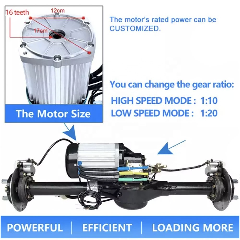 High Quality Electric rickshaw electric car motor kits rear axle for Tricycle rear axle assembly