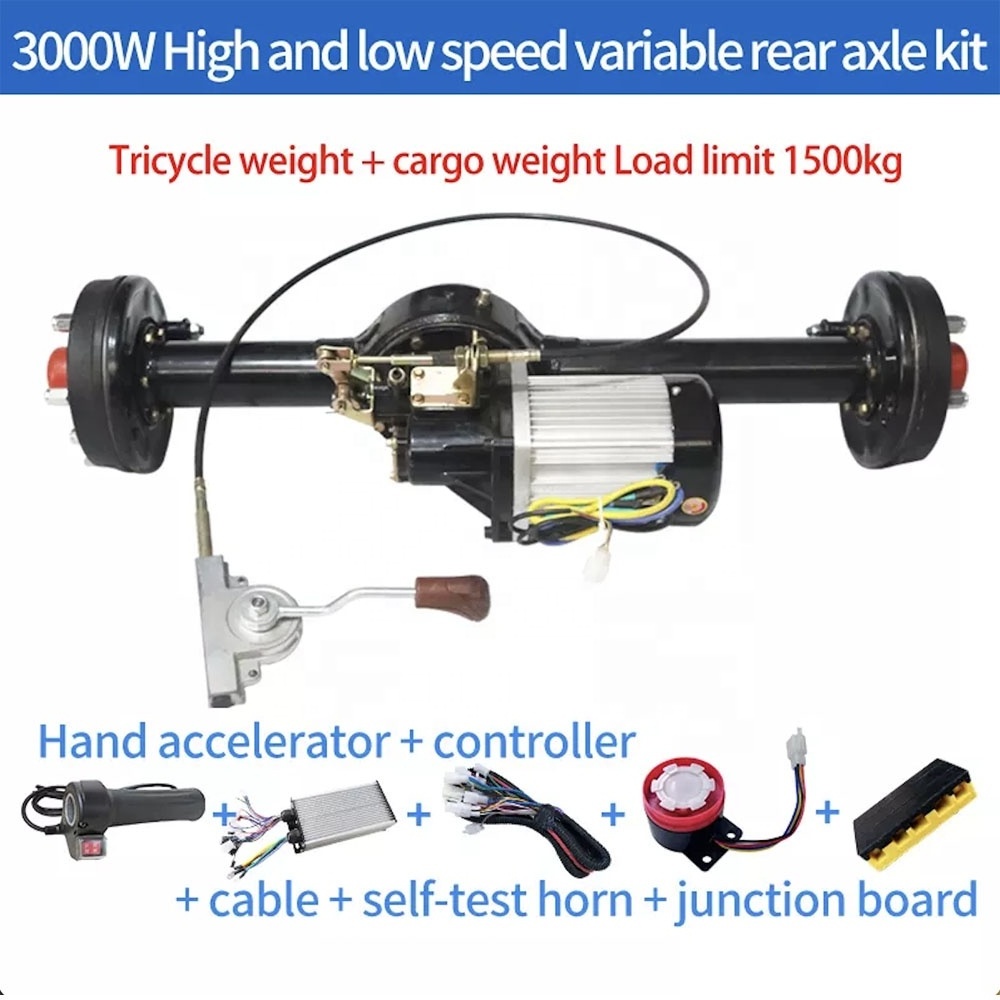 48v 60v3000W brushless differential motor drum brake electric golf cart transaxle trike rear axle differential