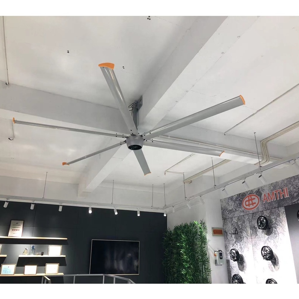 AMCLING Commercial Permanent Magnet Brushless AC Motor Ceiling 24ft Hvls Fan with big airflow