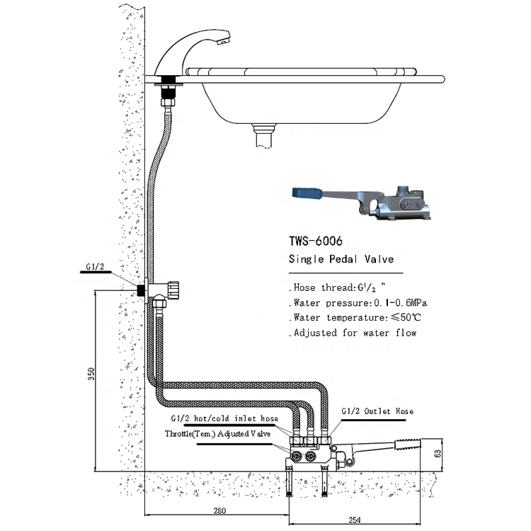 Brass Pedal Foot Step Faucet Valve