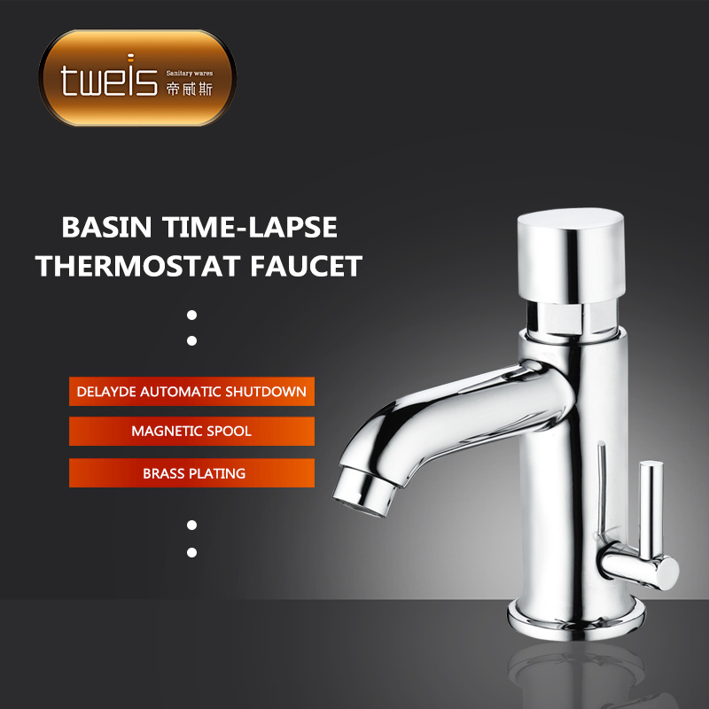 Push button self closing wash basin time delay faucet