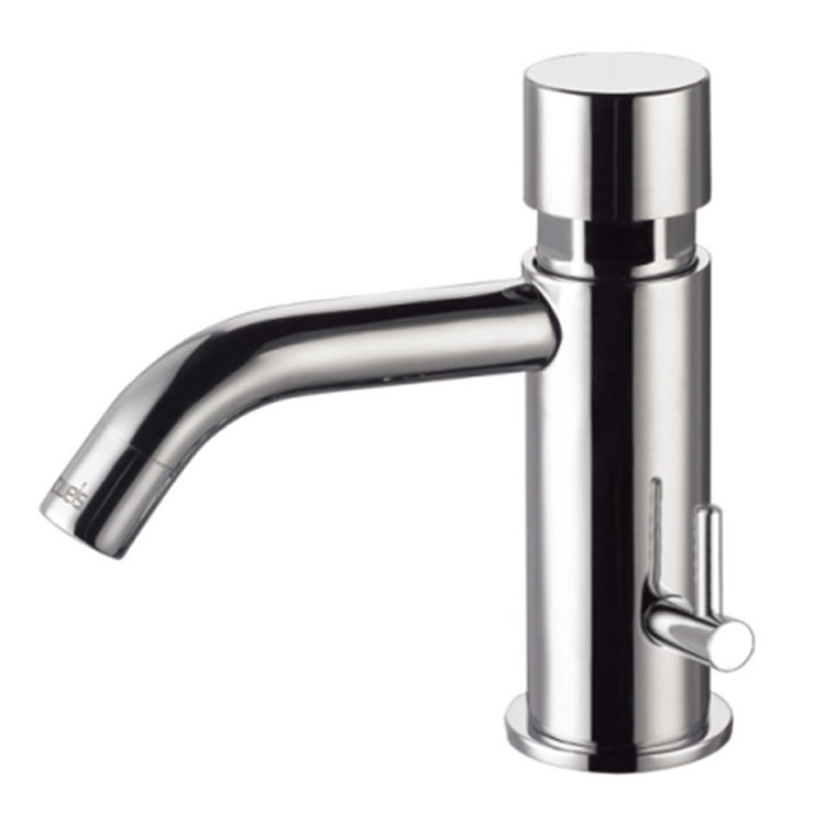 Push button self closing wash basin time delay faucet