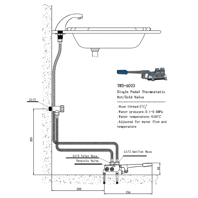 Patent and ACS certificate foot operated wash basin pedal faucet