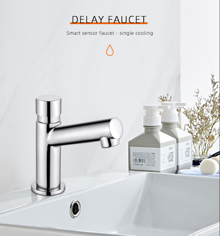 Bathroom push button self closing tap time delay basin faucet