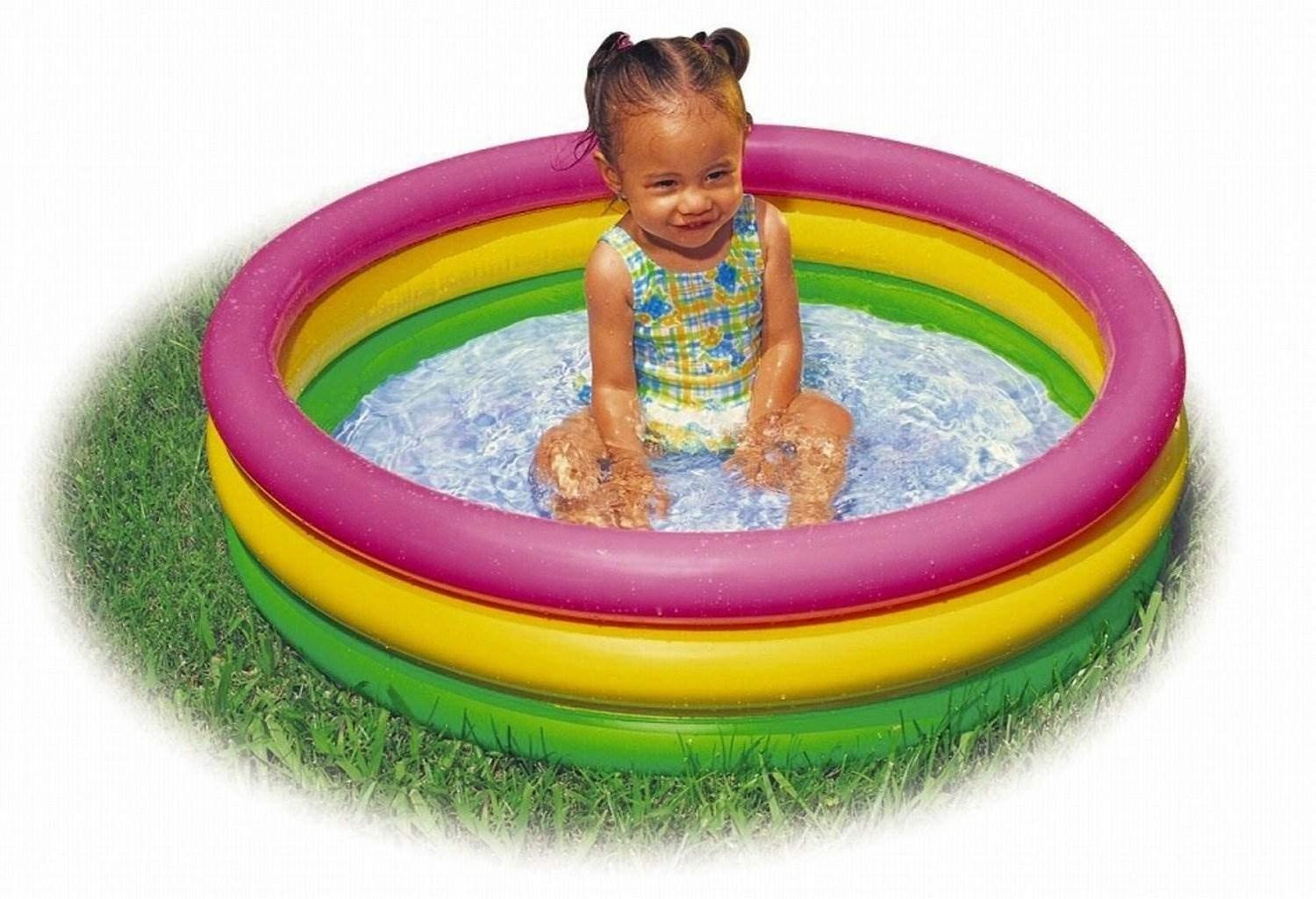 Inflatable Baby Pool with Grip Handle Bars and Drain Skin Safe Small Square Kiddie Pool, Mini Bathtub and Ball Pit for Babies