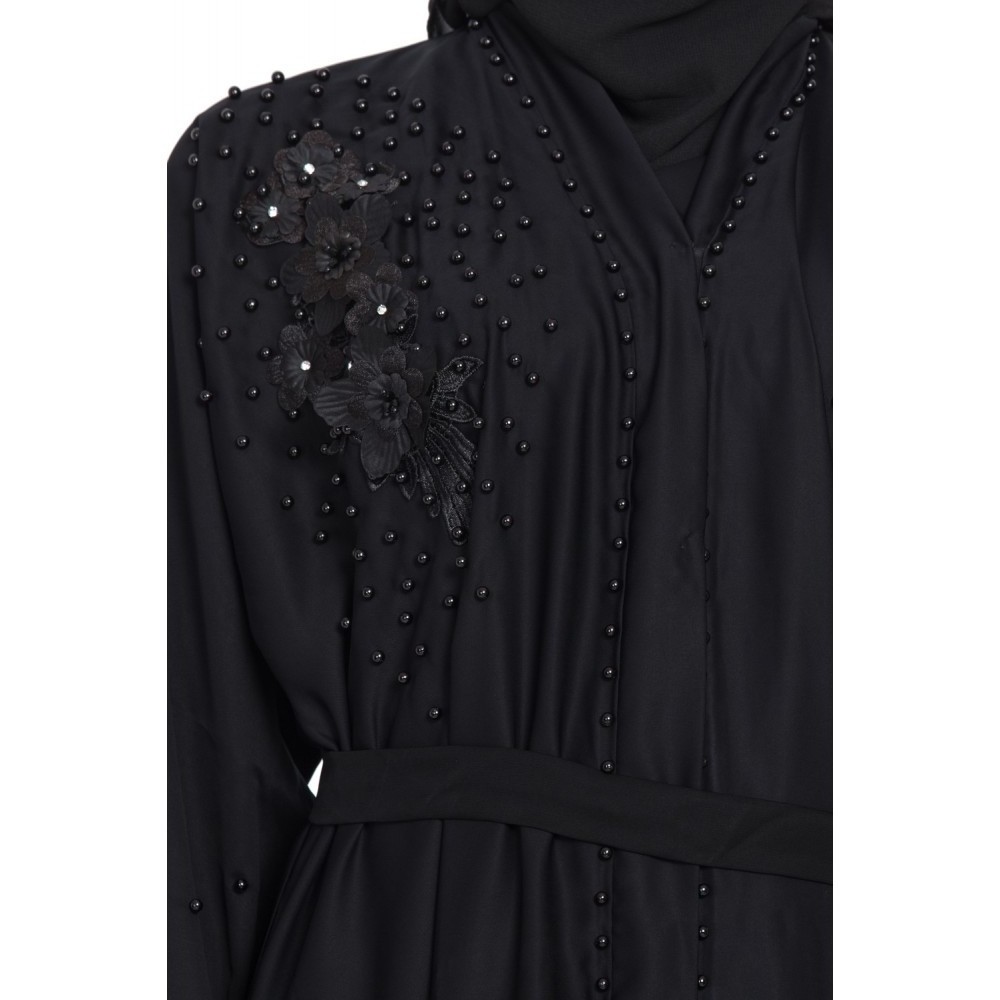 8071 Women Black Stylish New Fashion Dubai Abaya With Beaded Arabic Muslim long Sleeves islamic dresses for women abaya