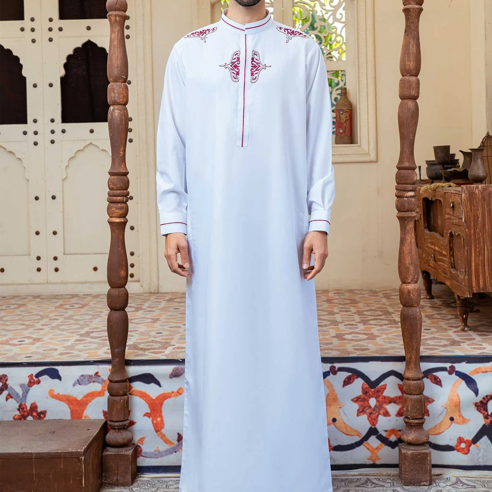 8109 Thobe Muslim Mens Middle East Dubai Clothes Custom moroccan thobe for men wholesale kaftan thobes for muslim men 2024