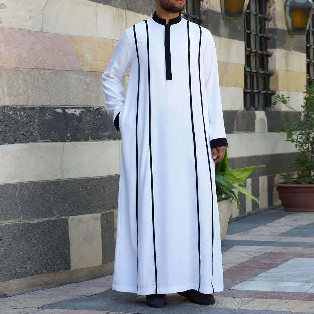 6003 Hot Selling Latest Factory Cheap and fine Minimalist casual Round Collar men islamic clothing thobe daily wear