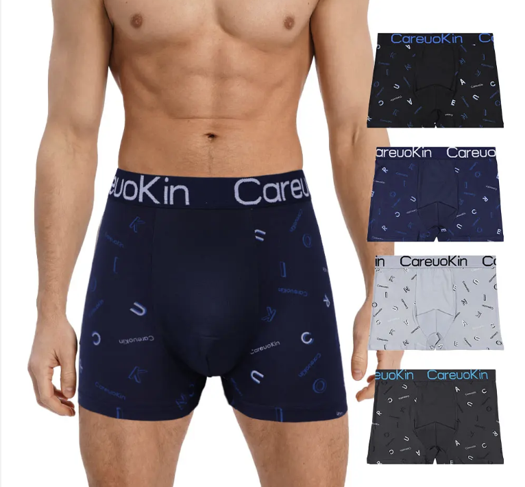 Men's Loose Long Leg Boxer Shorts Printed Polyester Briefs for Enhanced Comfort and Support