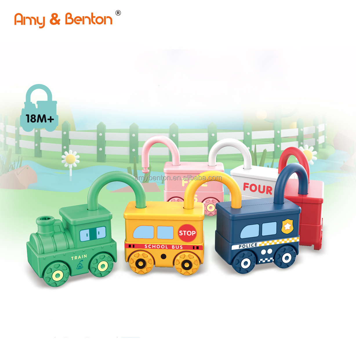 Hot Sale New Arrival Educational Learning Locks with Keys Connecting Train Children Preschool Gift learning Toys for Kids