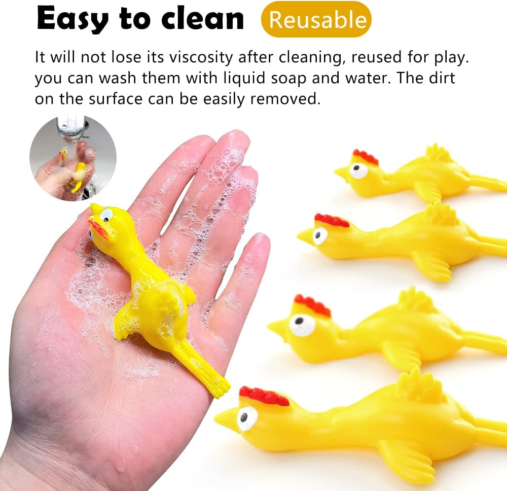 Novelty Gag Toys small toy Stress Relieve Slingshot Chicken Flying Finger ChickenToys Stretchy Rubber Flick Chicks Shooting Game