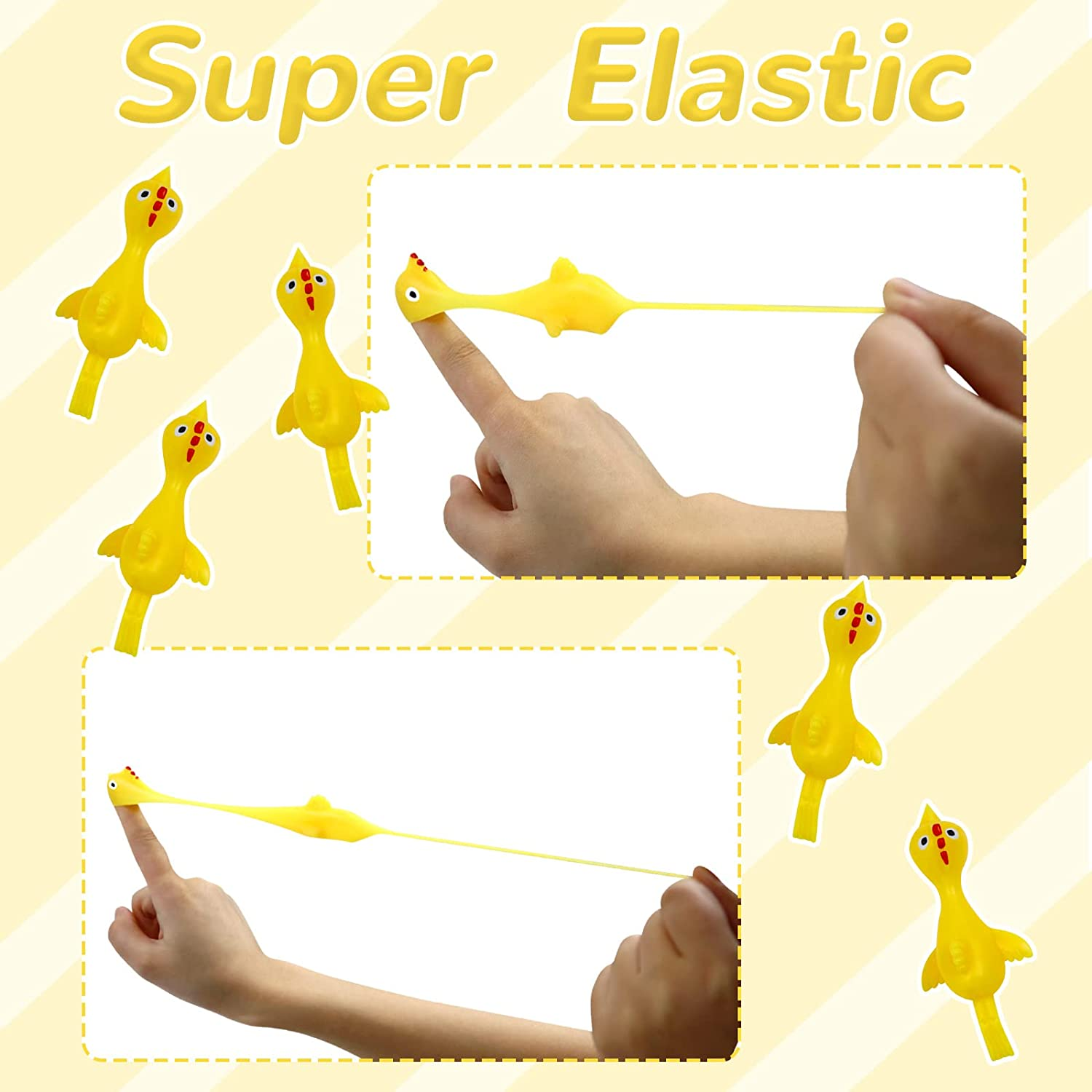 Novelty Gag Toys small toy Stress Relieve Slingshot Chicken Flying Finger ChickenToys Stretchy Rubber Flick Chicks Shooting Game