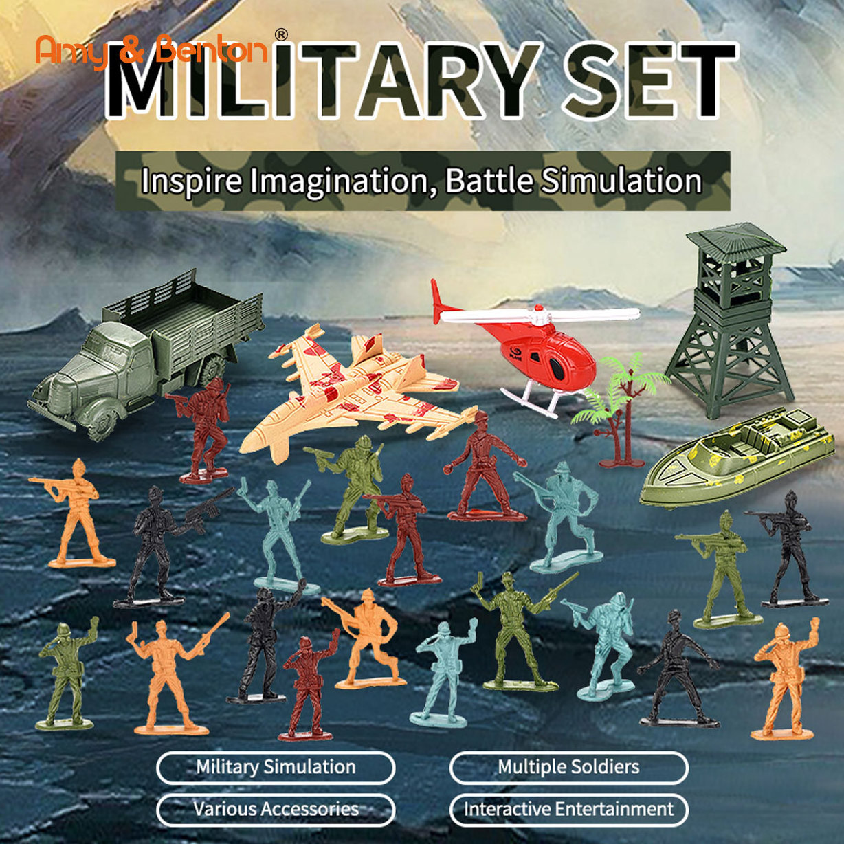 Educational toy boys birthday gift military set toys plastic soldiers toy model,truck,helicopter,fighter,motorboat and so on