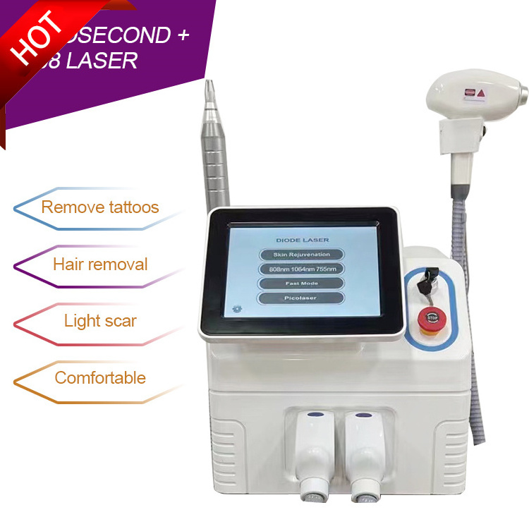 808 Diode Laser And Picosecond 2in1 Pico Laser Hair Removal Pico Laser Pigment Tattoo Removal Machine