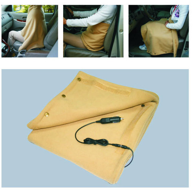 2022 Kaki Color Heated Blanket Wearable Soft Washable Car Traveling 12V Electric Blanket