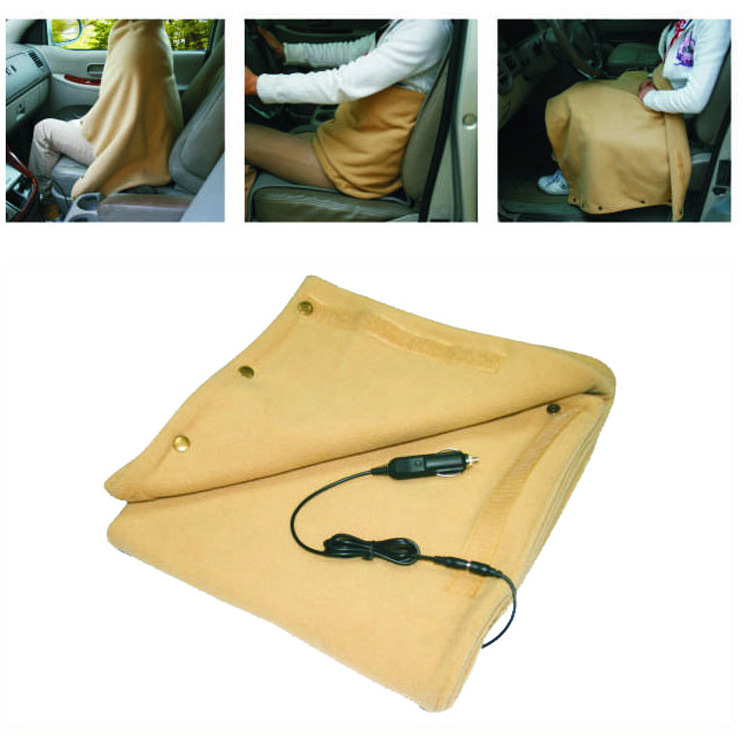 2022 Kaki Color Heated Blanket Wearable Soft Washable Car Traveling 12V Electric Blanket