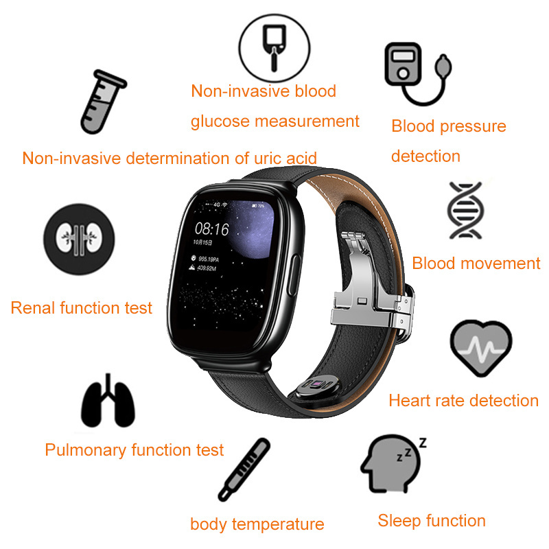 2023 new health non-invasive smart glucose monitor watch meter measure blood sugar measurement watch heart rate body monitor