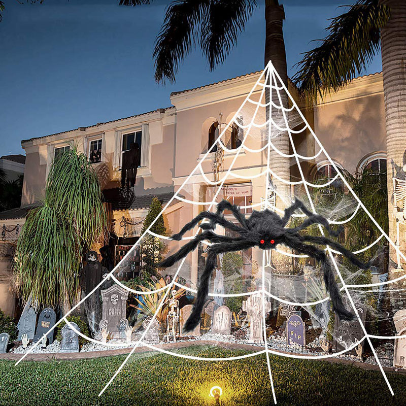 hot sale Wholesale Halloween Triangular Huge Spider Web Giant Spider Decorations for Indoor Outdoor Halloween Party Decorations