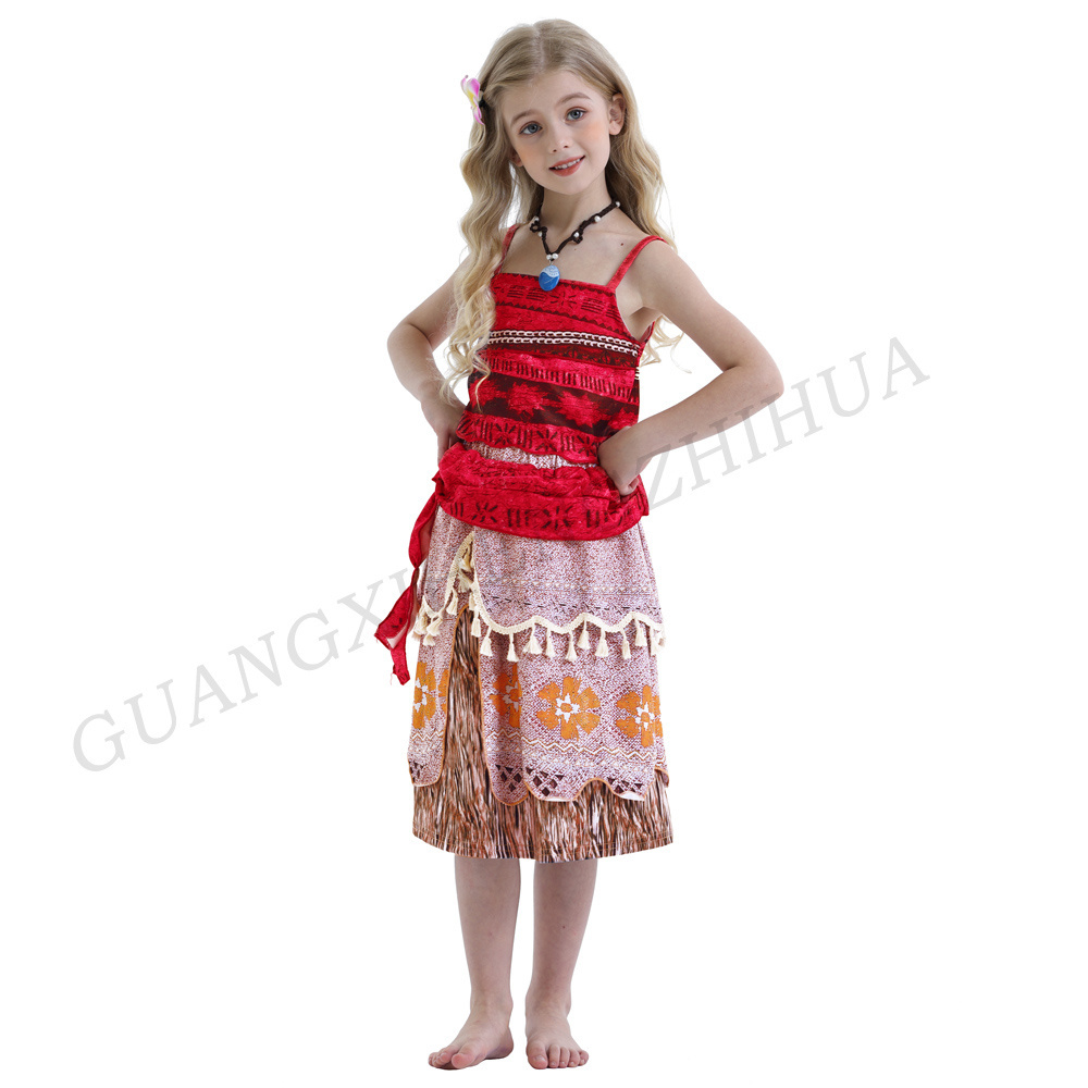 Wholesale Fashion Summer Girl' Costumes Latest Moana Sling Party Dress  Kids Halloween Princess Cosplay  Dress up Outfits Cloths