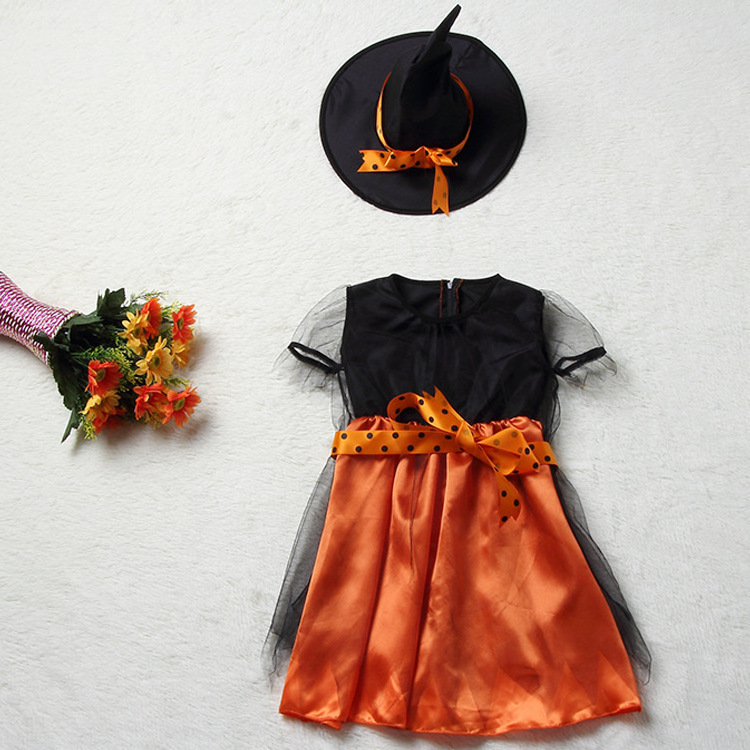 Halloween Party Cosplay Witch Dress Carnival Easter Fancy Dress Up Bat Vampire Dresses Wholesale Fairy Pumpkin Costume for Girls