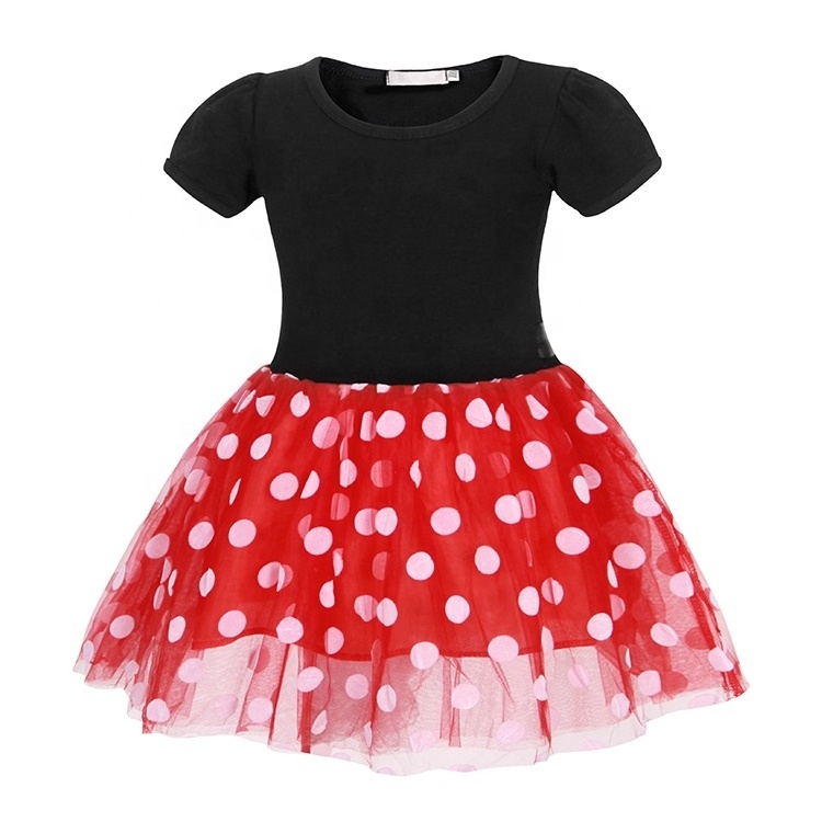 Top Seller Girls Minnie Dress Short Sleeve Polka Dots Tutu Dress Costumes Kids Birthday Party Halloween Carnival Cosplay Outfits