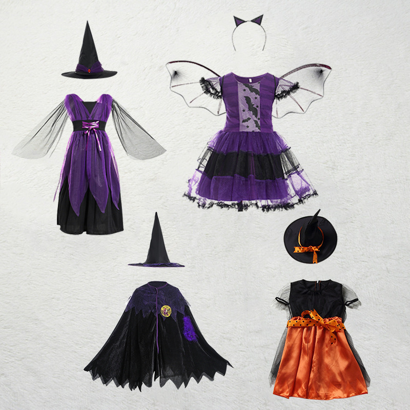 Halloween Party Cosplay Witch Dress Carnival Easter Fancy Dress Up Bat Vampire Dresses Wholesale Fairy Pumpkin Costume for Girls