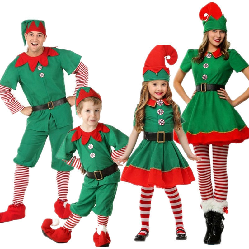 Halloween Costume  Green Universal Family Pack Parent-Child Outfit Children'S Green Elf Costume Christmas for Stage Costume