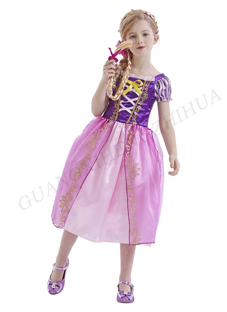 Girls Birthday Party Halloween Dress with Accessories Wholesale Latest Rapunzel Cosplay  Costumes Children Princess