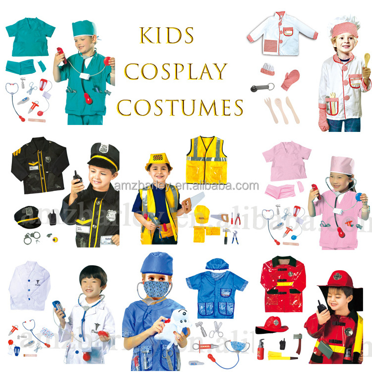 3-8Y Kids Surgeon Nurse Fireman Policeman Worker Judge Cook Astronaut Waitress Doctor Lawyer Airline Stewardess Cosplay Costumes