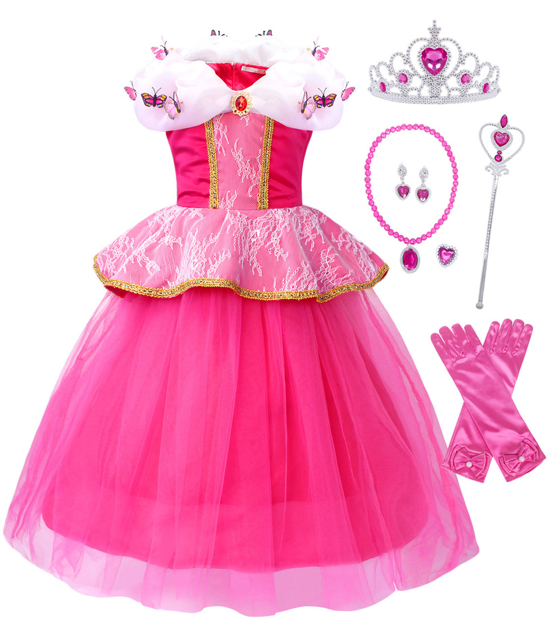 Girls Fancy Elsa Anna Snow belle Princess Costume Deluxe Dress Up Cosplay Birthday Party