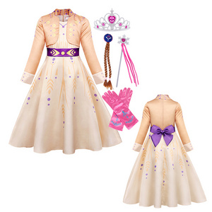 New Carnival Party Girl TV Movie Cosplay Costume Princess Dresses Kids Anna Fancy Dress Costume For Children