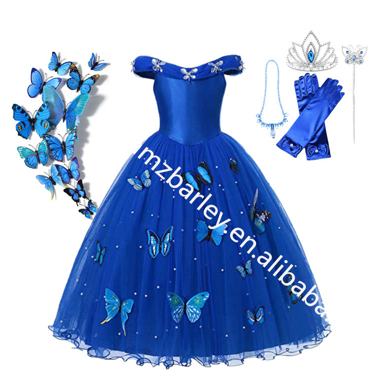 Deluxe Butterflies Girls Princess Dress Halloween Costume Birthday Party Clothing Elsa Role snow white Girls Fancy Dresses