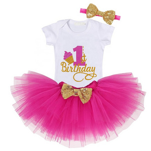 Baby Girl First 1st Birthday Party Tutu Dresses for Toddlers Vestidos Infant Princess Clothes 1 Year Girls Baptism Clothing