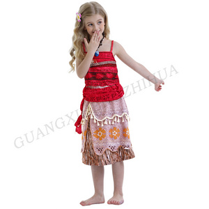 Wholesale Fashion Summer Girl' Costumes Latest Moana Sling Party Dress  Kids Halloween Princess Cosplay  Dress up Outfits Cloths