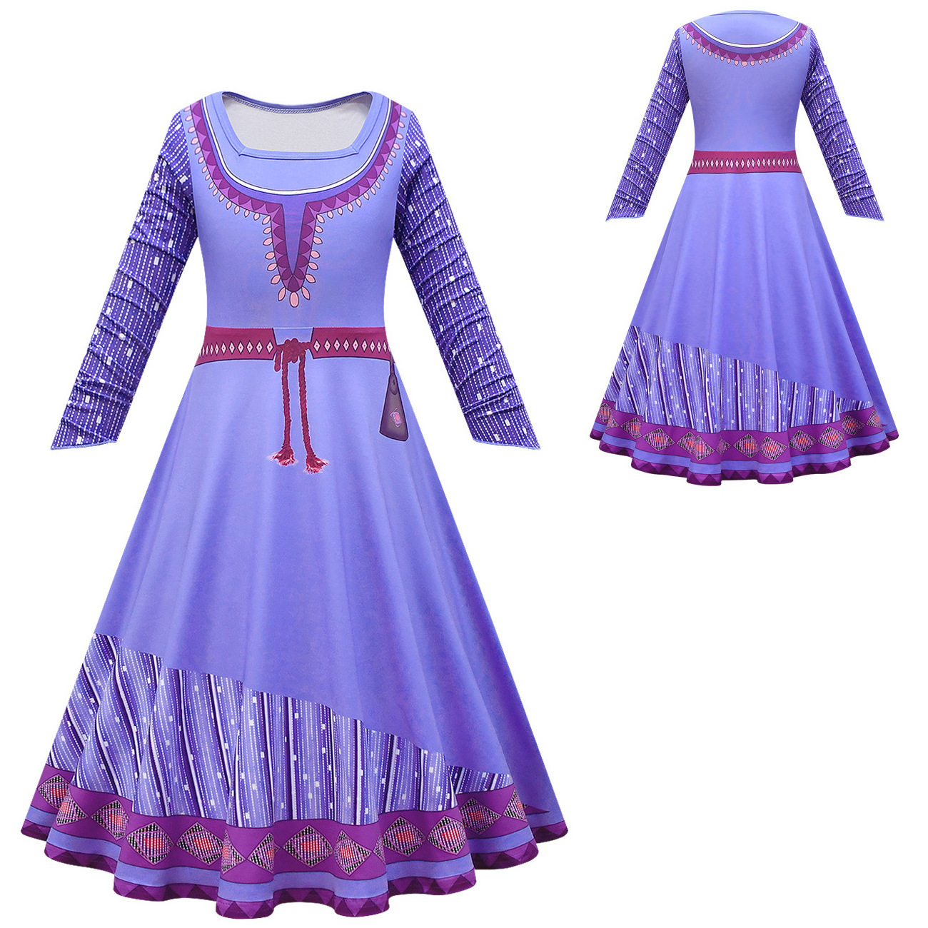 2023 New TV Movie Halloween  Girl Purple Long Princess Ahsa Princess Cosplay Costumes