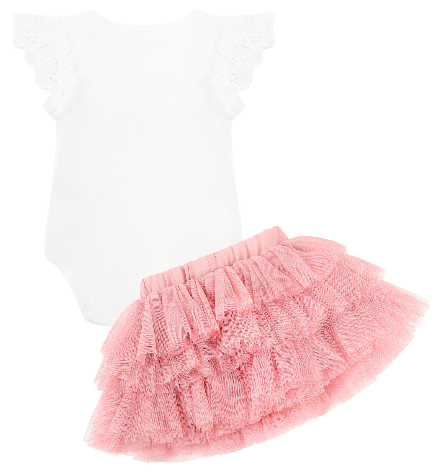 Baby Girls My 1st Birthday Outfits Long Sleeve Floral Lace Romper + Tutu Skirt + Headband Set