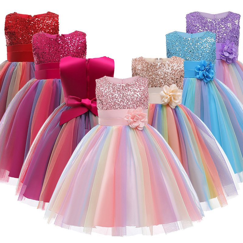 Fashion Children Clothing Little Baby Flower Costume Princess Girl Party Dresses 3 To 10 Years