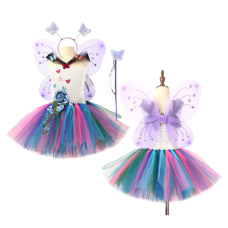 2023 New Design Girls Fluffy Tutu Tulle Dress With Bag Carnival Encanto Mirabel Cosplay Costumes Halloween cosplay dress