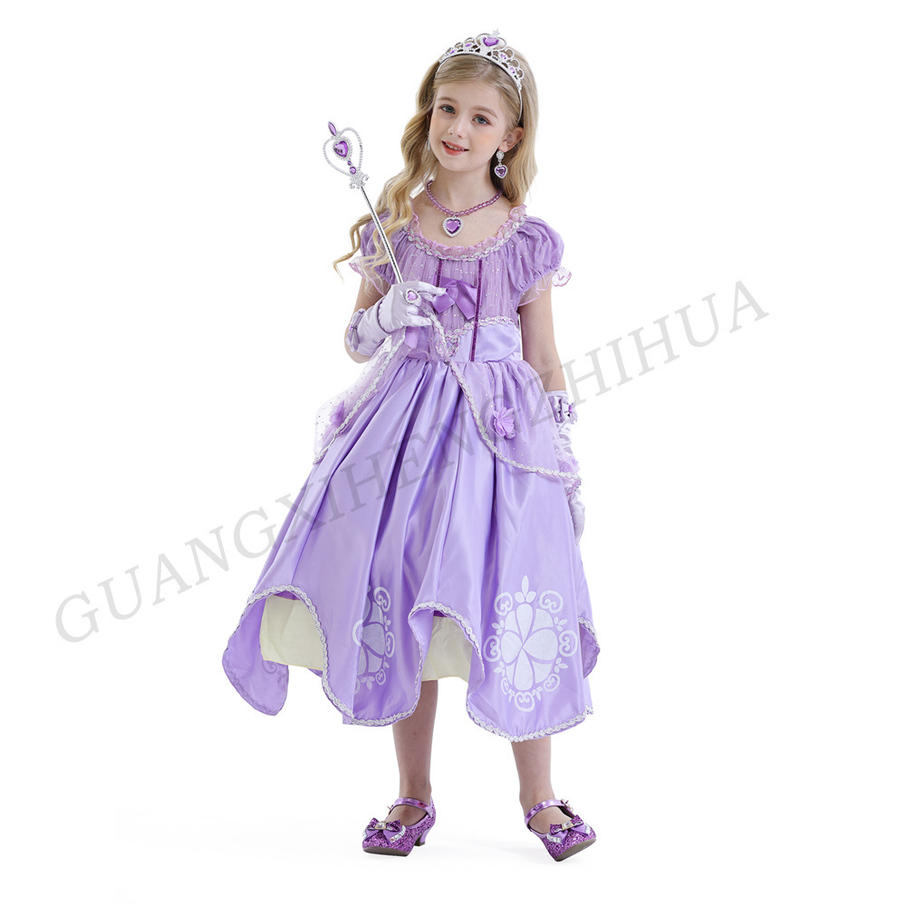 Children Sofia Princess Dresses girls Flower Cosplay Costume  Kids  Birthday Party Luxury Outfit Baby Prom Dress